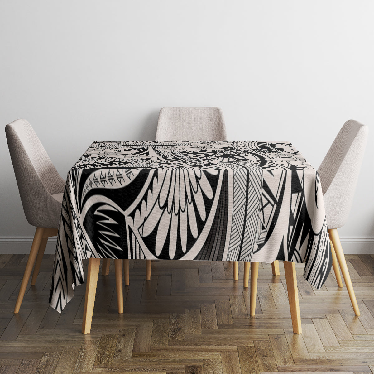 Polynesia Tablecloth Tribal Polynesian Spirit With Beige Pacific Flowers - Wonder Print Shop