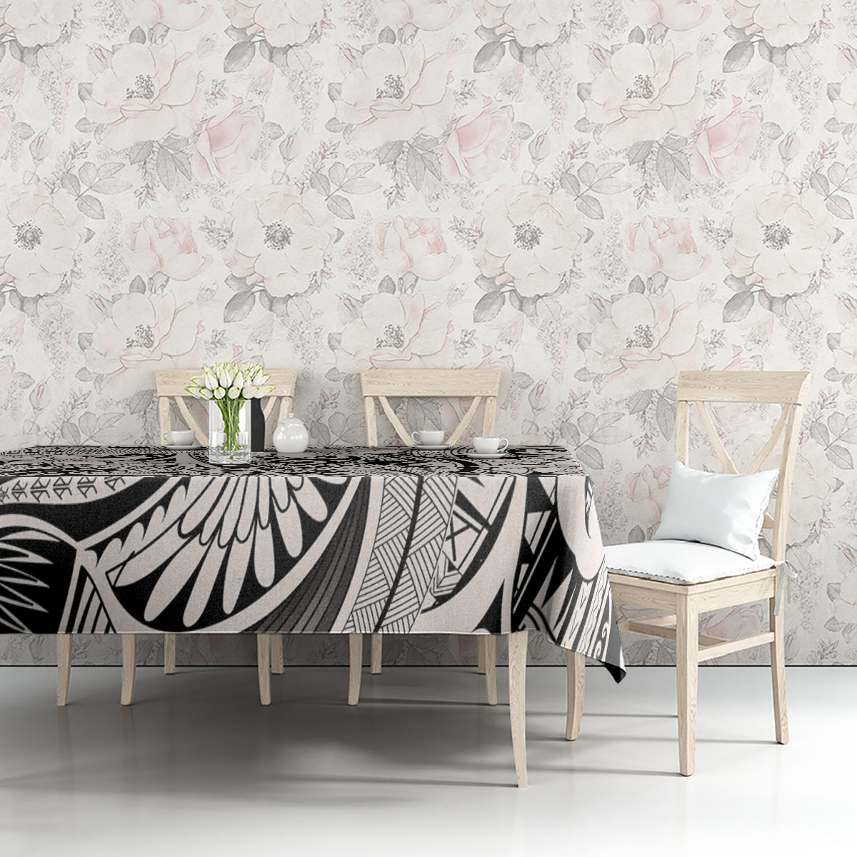 Polynesia Tablecloth Tribal Polynesian Spirit With Beige Pacific Flowers - Wonder Print Shop