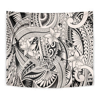 Polynesia Tapestry Tribal Polynesian Spirit With Beige Pacific Flowers - Wonder Print Shop