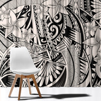 Polynesia Window Curtain Tribal Polynesian Spirit With Beige Pacific Flowers - Wonder Print Shop