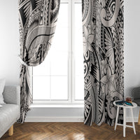 Polynesia Window Curtain Tribal Polynesian Spirit With Beige Pacific Flowers - Wonder Print Shop