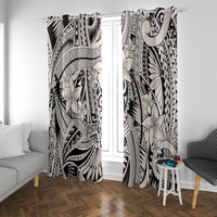 Polynesia Window Curtain Tribal Polynesian Spirit With Beige Pacific Flowers - Wonder Print Shop