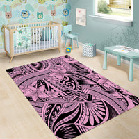 Polynesia Area Rug Tribal Polynesian Spirit With Pink Pacific Flowers LT9 - Wonder Print Shop