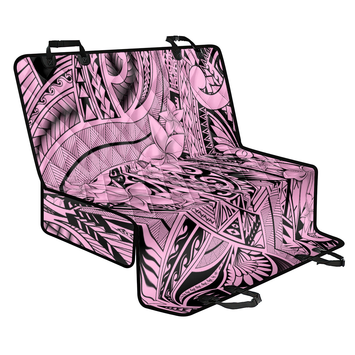 Polynesia Back Car Seat Cover Tribal Polynesian Spirit With Pink Pacific Flowers LT9 - Wonder Print Shop