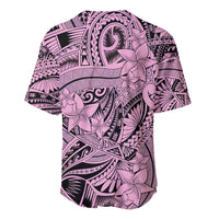 Polynesia Baseball Jersey Tribal Polynesian Spirit With Pink Pacific Flowers LT9 - Wonder Print Shop