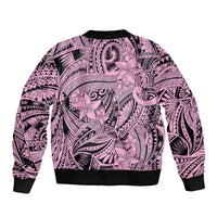 Polynesia Bomber Jacket Tribal Polynesian Spirit With Pink Pacific Flowers LT9 - Wonder Print Shop