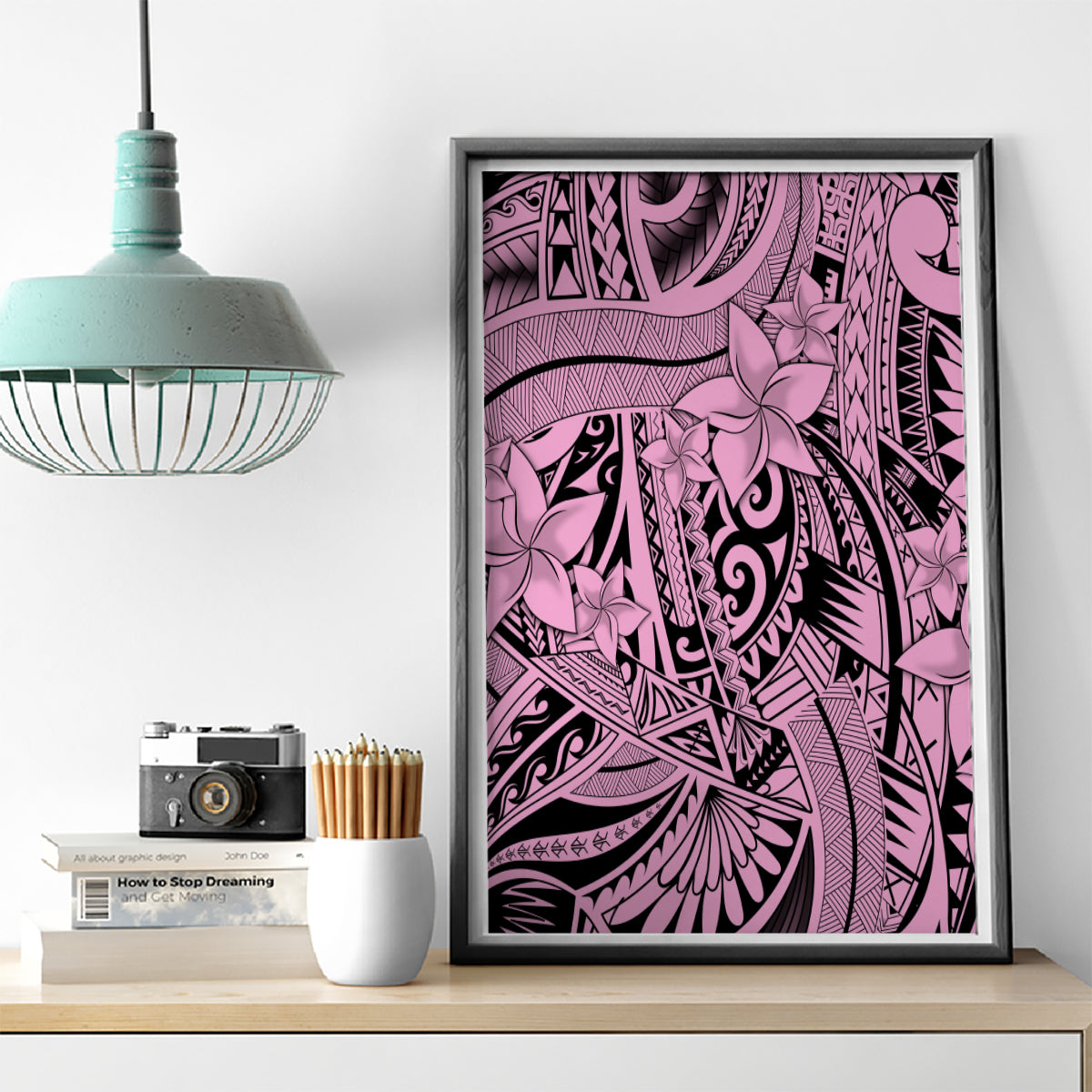 Polynesia Canvas Wall Art Tribal Polynesian Spirit With Pink Pacific Flowers LT9 - Wonder Print Shop