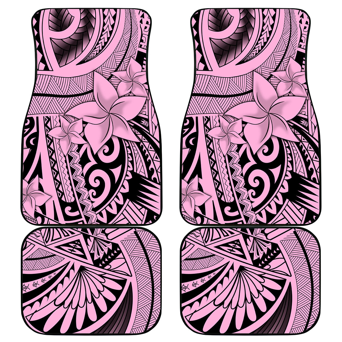 Polynesia Car Mats Tribal Polynesian Spirit With Pink Pacific Flowers LT9 - Wonder Print Shop