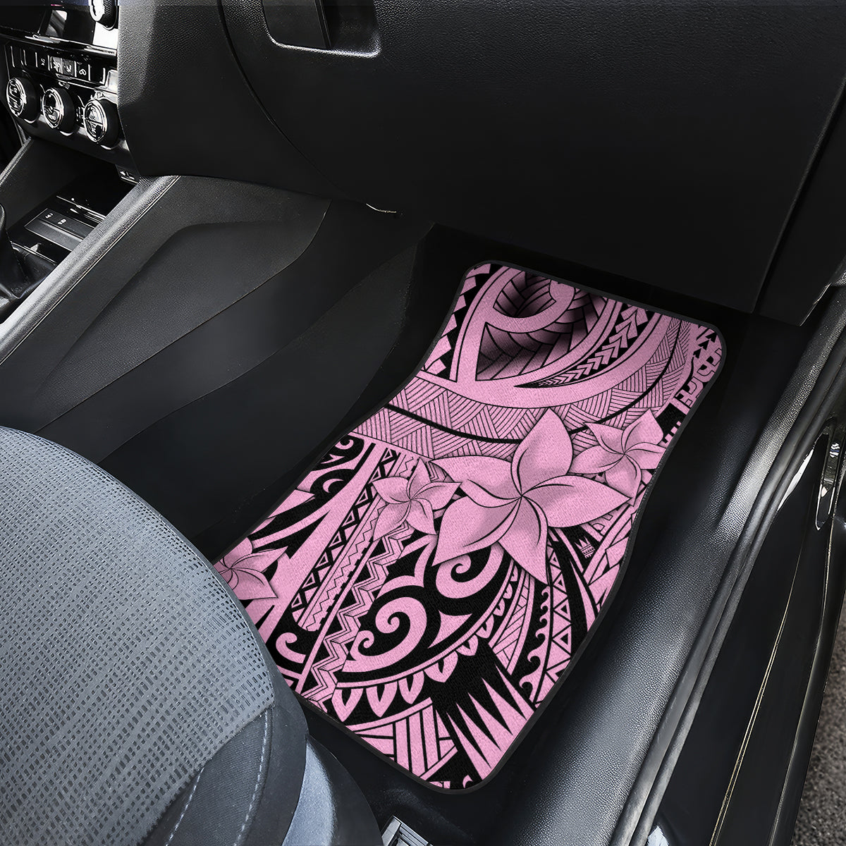 Polynesia Car Mats Tribal Polynesian Spirit With Pink Pacific Flowers LT9 - Wonder Print Shop