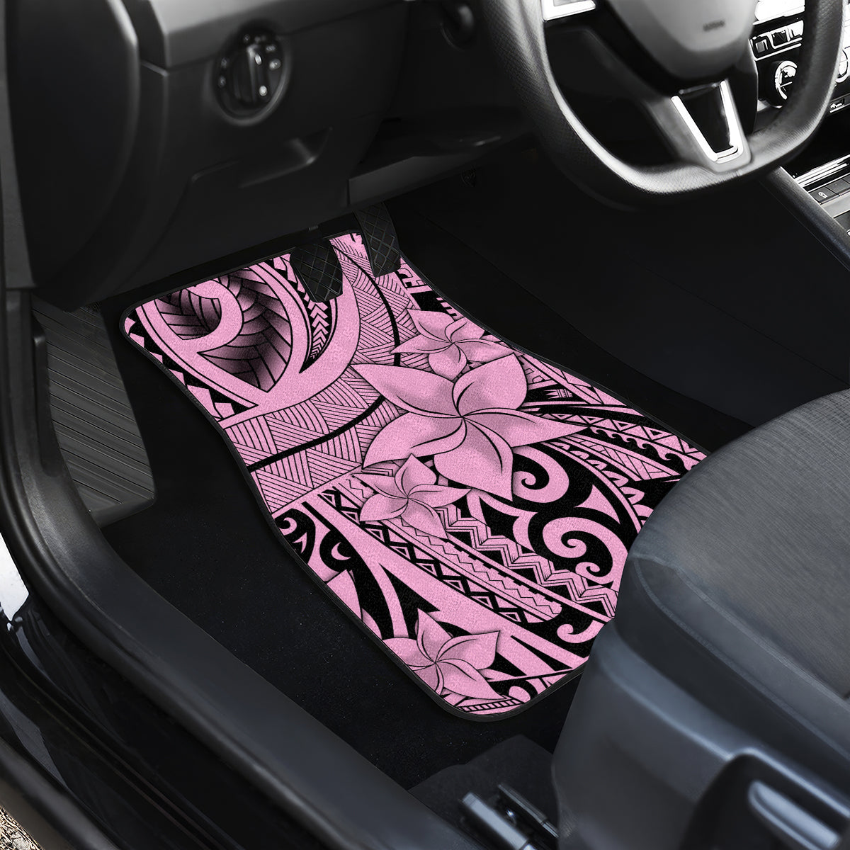 Polynesia Car Mats Tribal Polynesian Spirit With Pink Pacific Flowers LT9 - Wonder Print Shop