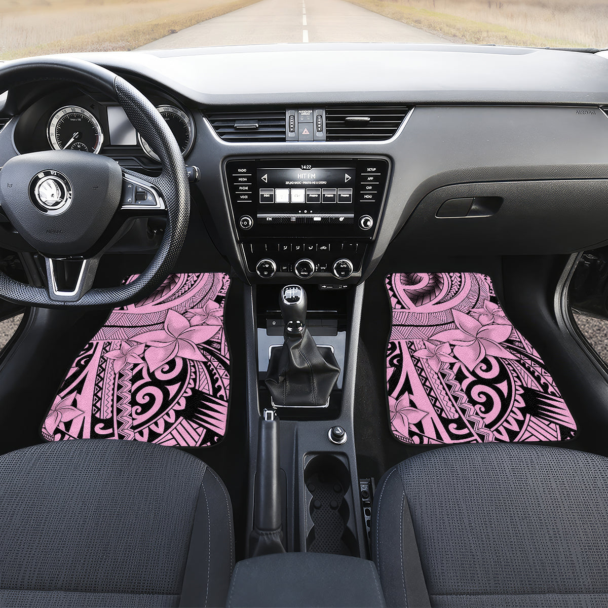 Polynesia Car Mats Tribal Polynesian Spirit With Pink Pacific Flowers LT9 - Wonder Print Shop