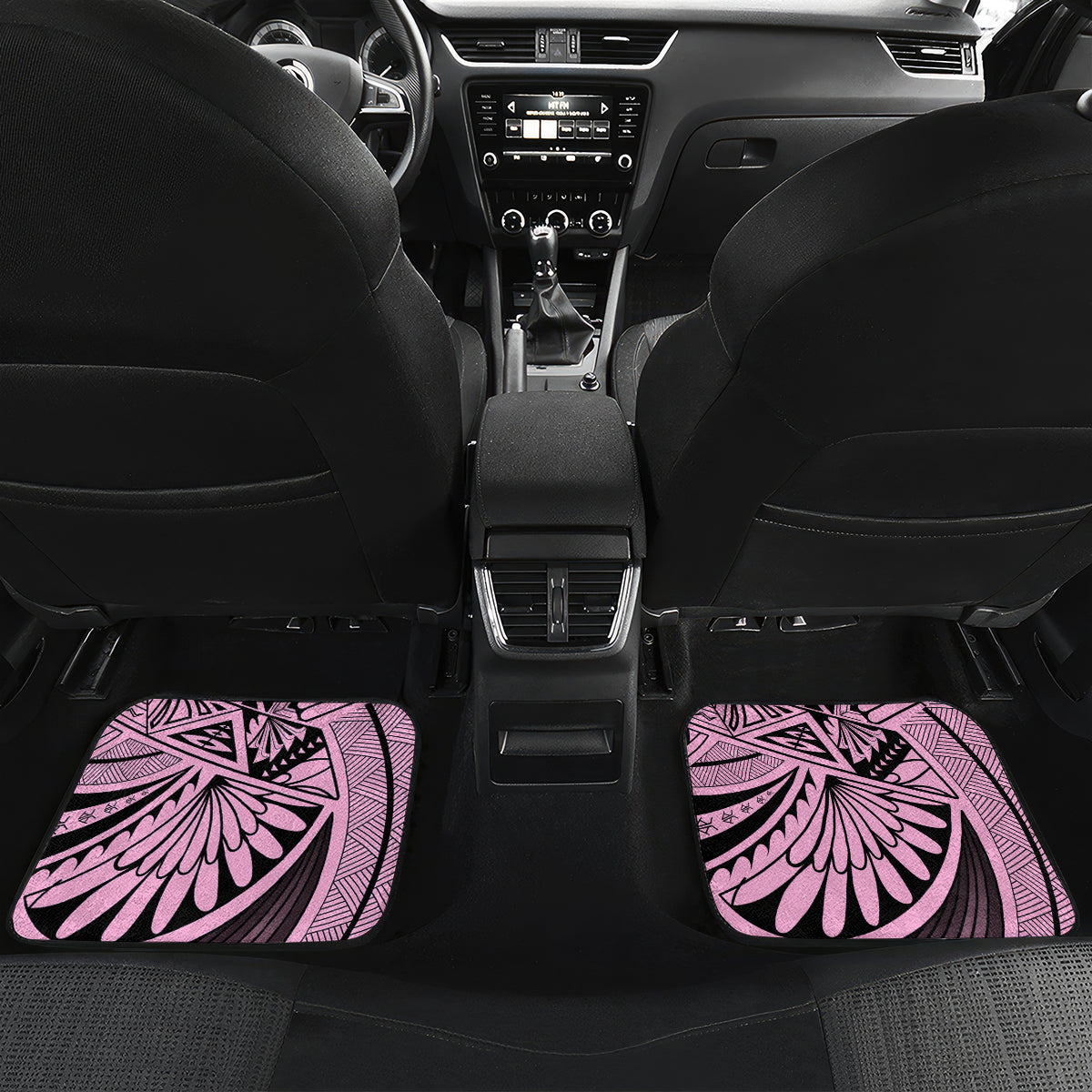 Polynesia Car Mats Tribal Polynesian Spirit With Pink Pacific Flowers LT9 - Wonder Print Shop