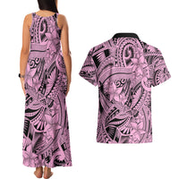 Polynesia Couples Matching Tank Maxi Dress and Hawaiian Shirt Tribal Polynesian Spirit With Pink Pacific Flowers LT9 - Wonder Print Shop