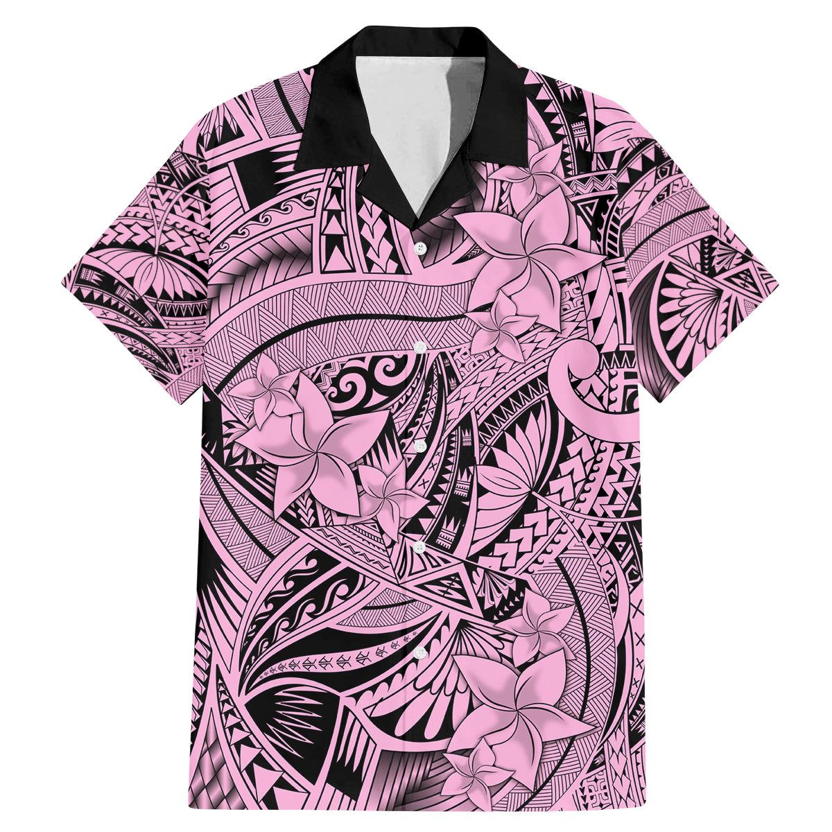 Polynesia Family Matching Mermaid Dress and Hawaiian Shirt Tribal Polynesian Spirit With Pink Pacific Flowers LT9 - Wonder Print Shop
