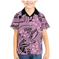 Polynesia Family Matching Mermaid Dress and Hawaiian Shirt Tribal Polynesian Spirit With Pink Pacific Flowers LT9 - Wonder Print Shop