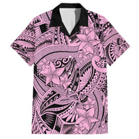 Polynesia Family Matching Off Shoulder Long Sleeve Dress and Hawaiian Shirt Tribal Polynesian Spirit With Pink Pacific Flowers - Wonder Print Shop