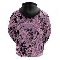 Polynesia Hoodie Tribal Polynesian Spirit With Pink Pacific Flowers - Wonder Print Shop