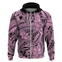 Polynesia Hoodie Tribal Polynesian Spirit With Pink Pacific Flowers - Wonder Print Shop