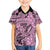 Polynesia Kid Hawaiian Shirt Tribal Polynesian Spirit With Pink Pacific Flowers - Wonder Print Shop