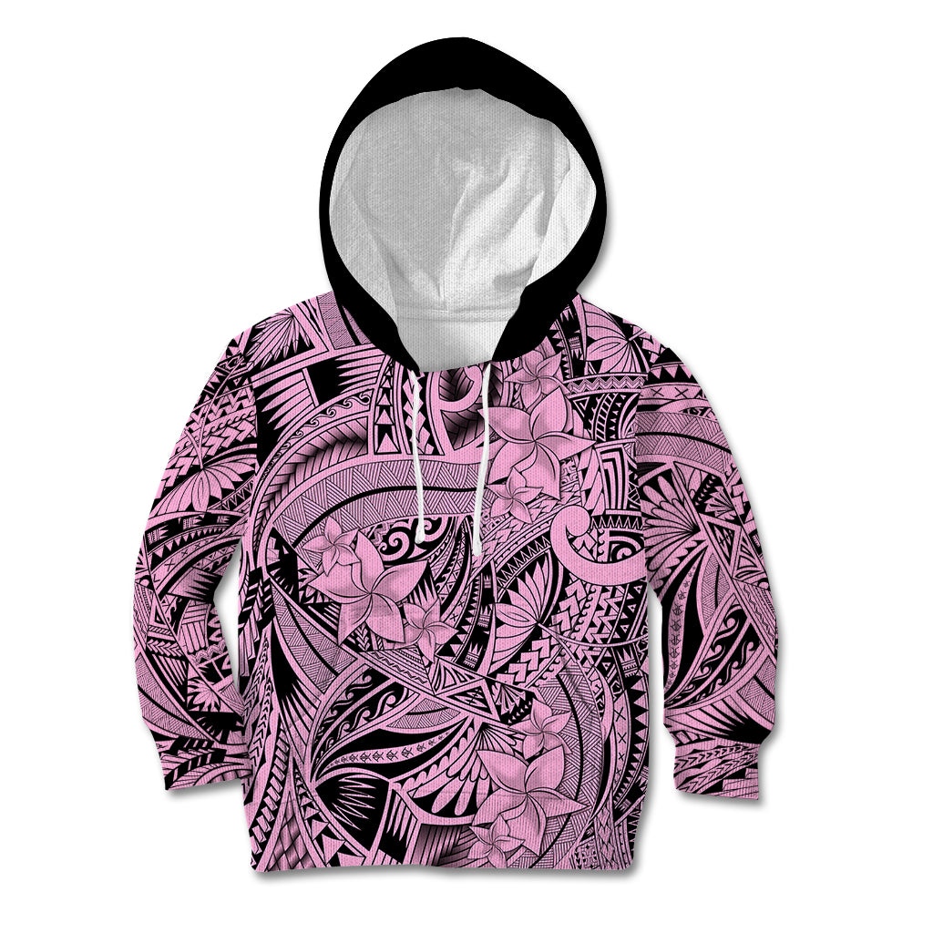 Polynesia Kid Hoodie Tribal Polynesian Spirit With Pink Pacific Flowers - Wonder Print Shop