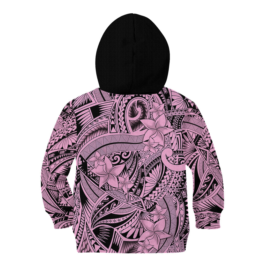 Polynesia Kid Hoodie Tribal Polynesian Spirit With Pink Pacific Flowers - Wonder Print Shop