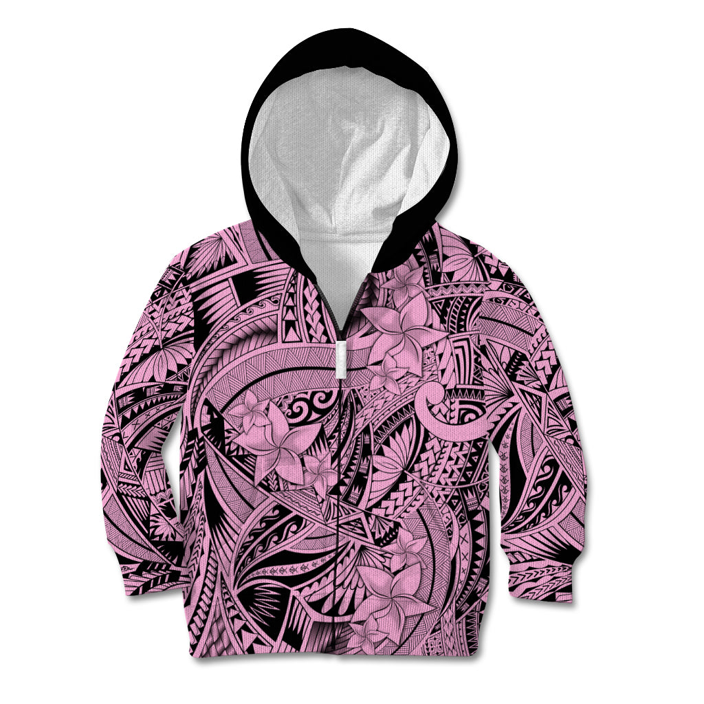 Polynesia Kid Hoodie Tribal Polynesian Spirit With Pink Pacific Flowers - Wonder Print Shop