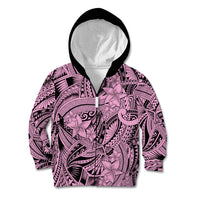 Polynesia Kid Hoodie Tribal Polynesian Spirit With Pink Pacific Flowers - Wonder Print Shop