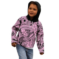 Polynesia Kid Hoodie Tribal Polynesian Spirit With Pink Pacific Flowers - Wonder Print Shop
