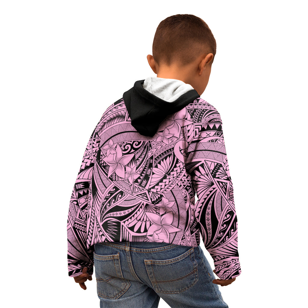 Polynesia Kid Hoodie Tribal Polynesian Spirit With Pink Pacific Flowers - Wonder Print Shop