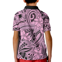 Polynesia Kid Polo Shirt Tribal Polynesian Spirit With Pink Pacific Flowers - Wonder Print Shop