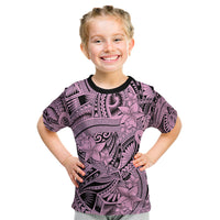Polynesia Kid T Shirt Tribal Polynesian Spirit With Pink Pacific Flowers - Wonder Print Shop