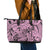 Polynesia Leather Tote Bag Tribal Polynesian Spirit With Pink Pacific Flowers - Wonder Print Shop