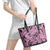 Polynesia Leather Tote Bag Tribal Polynesian Spirit With Pink Pacific Flowers - Wonder Print Shop