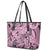 Polynesia Leather Tote Bag Tribal Polynesian Spirit With Pink Pacific Flowers - Wonder Print Shop
