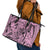 Polynesia Leather Tote Bag Tribal Polynesian Spirit With Pink Pacific Flowers - Wonder Print Shop