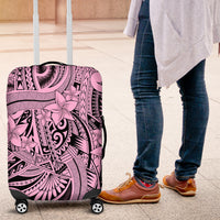 Polynesia Luggage Cover Tribal Polynesian Spirit With Pink Pacific Flowers - Wonder Print Shop