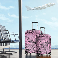 Polynesia Luggage Cover Tribal Polynesian Spirit With Pink Pacific Flowers - Wonder Print Shop