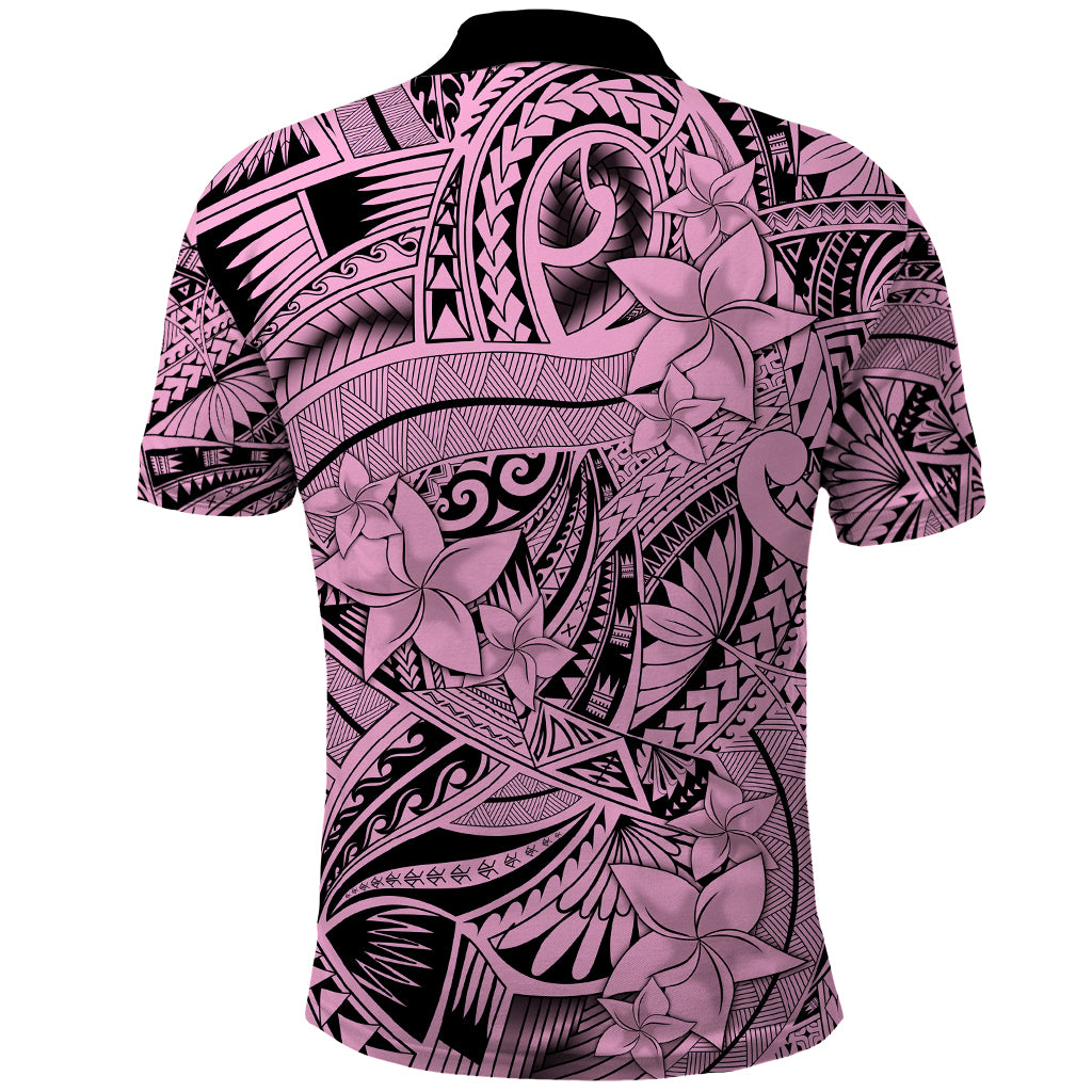 Polynesia Polo Shirt Tribal Polynesian Spirit With Pink Pacific Flowers - Wonder Print Shop