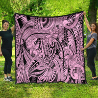 Polynesia Quilt Tribal Polynesian Spirit With Pink Pacific Flowers - Wonder Print Shop