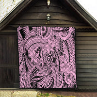 Polynesia Quilt Tribal Polynesian Spirit With Pink Pacific Flowers - Wonder Print Shop