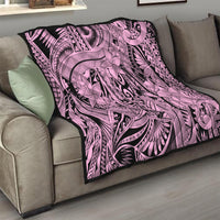 Polynesia Quilt Tribal Polynesian Spirit With Pink Pacific Flowers - Wonder Print Shop