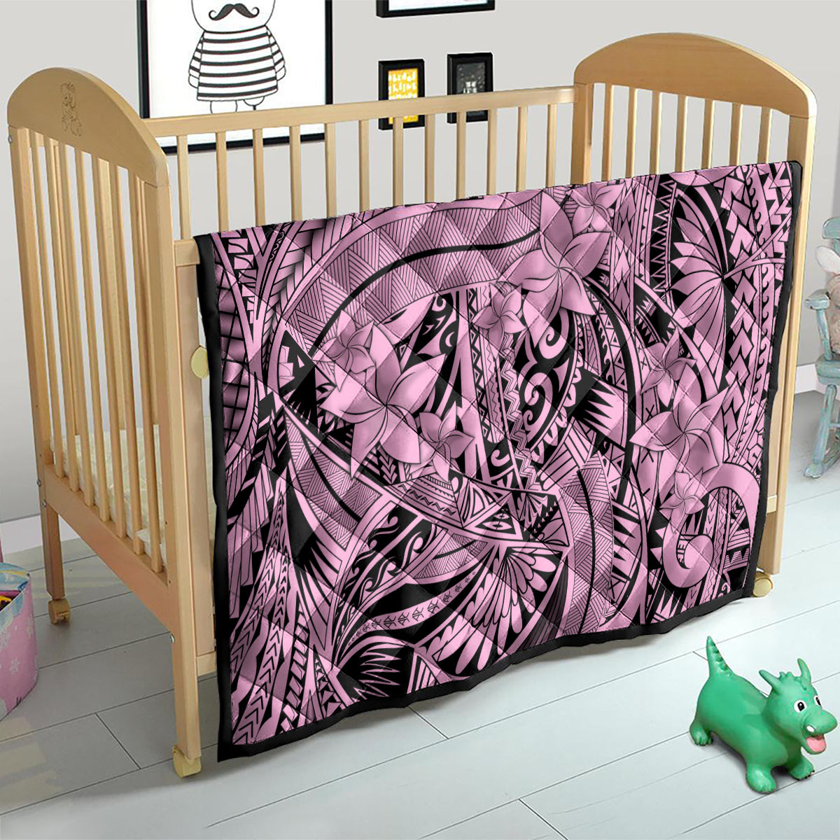 Polynesia Quilt Tribal Polynesian Spirit With Pink Pacific Flowers - Wonder Print Shop