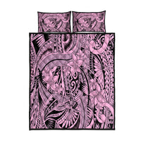 Polynesia Quilt Bed Set Tribal Polynesian Spirit With Pink Pacific Flowers - Wonder Print Shop