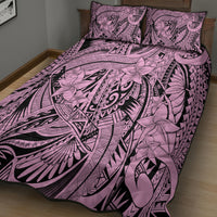 Polynesia Quilt Bed Set Tribal Polynesian Spirit With Pink Pacific Flowers - Wonder Print Shop