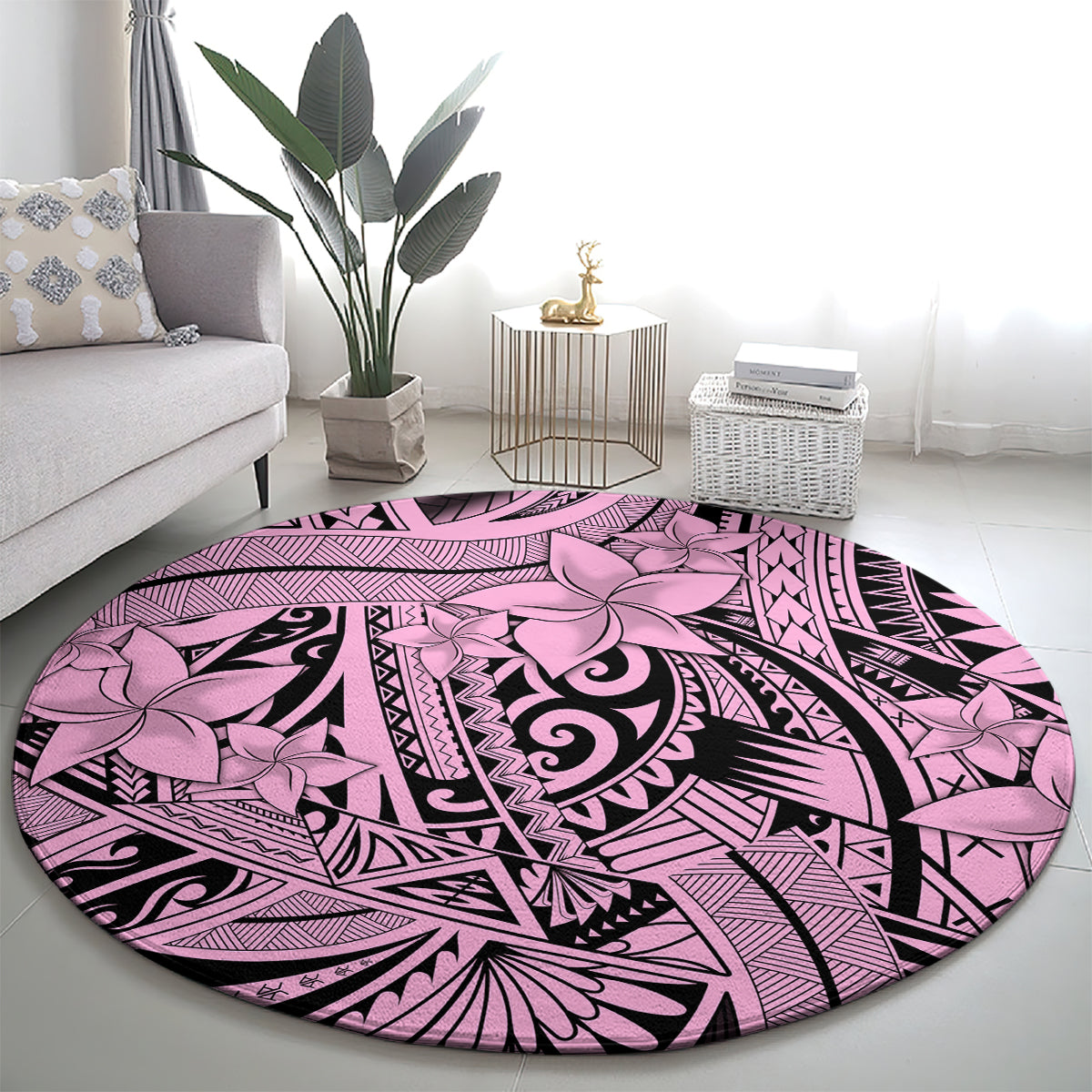 polynesia-round-carpet-tribal-polynesian-spirit-with-pink-pacific-flowers