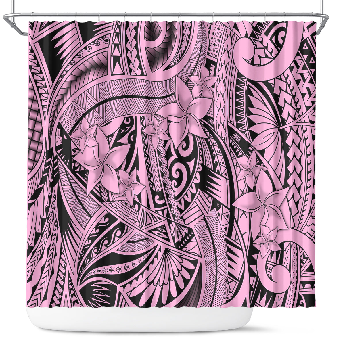 polynesia-shower-curtain-tribal-polynesian-spirit-with-pink-pacific-flowers