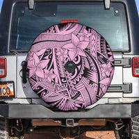 Polynesia Spare Tire Cover Tribal Polynesian Spirit With Pink Pacific Flowers - Wonder Print Shop