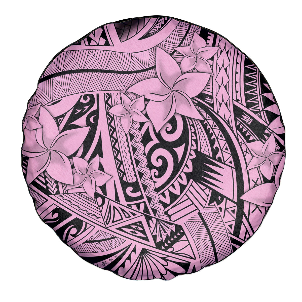 Polynesia Spare Tire Cover Tribal Polynesian Spirit With Pink Pacific Flowers - Wonder Print Shop