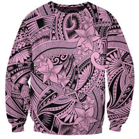 Polynesia Sweatshirt Tribal Polynesian Spirit With Pink Pacific Flowers - Wonder Print Shop