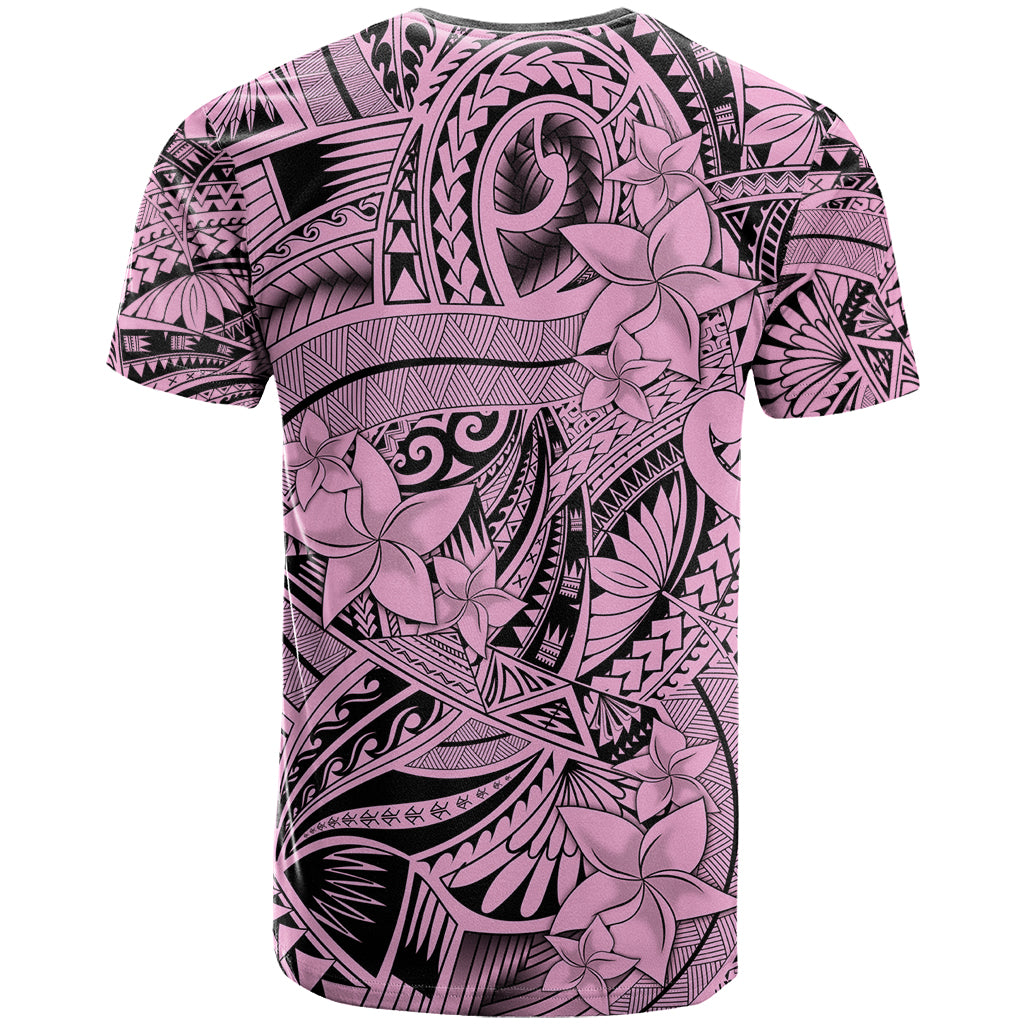 Polynesia T Shirt Tribal Polynesian Spirit With Pink Pacific Flowers - Wonder Print Shop